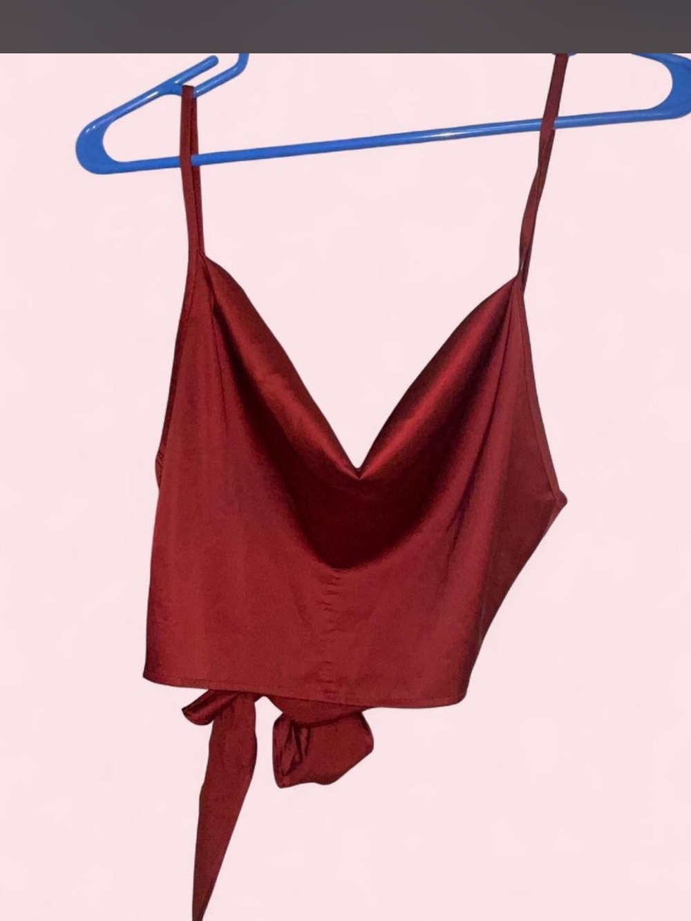 SHEIN Wine Red Satin Cowl Tie-Back Camisole